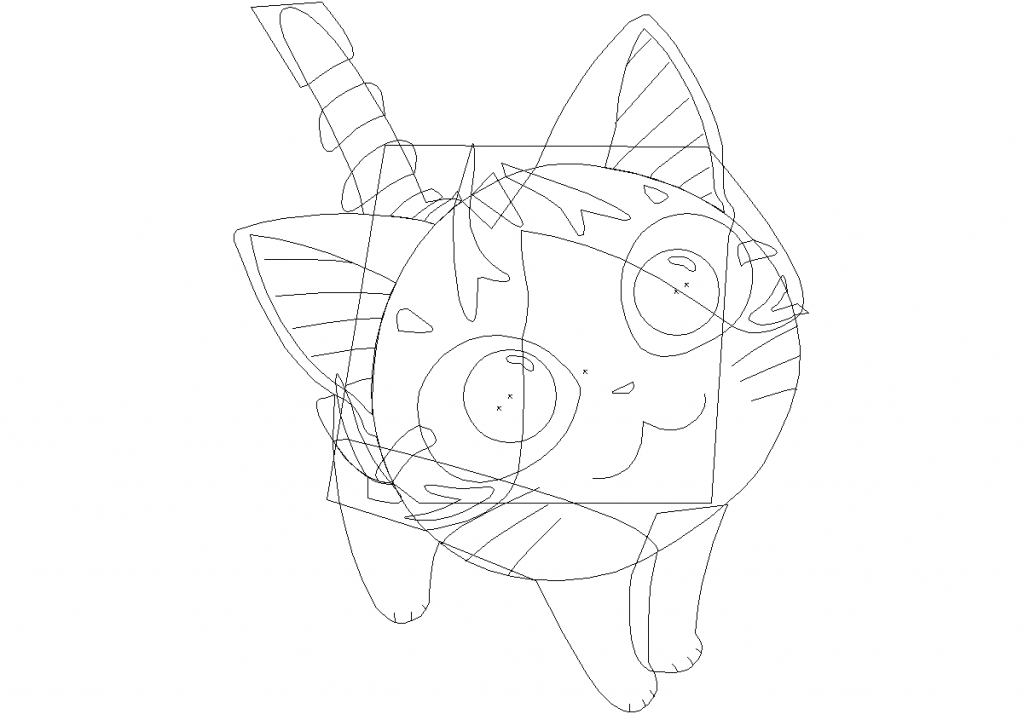 Illustration 2D mode tracé d'un chat gris tigré gris foncé