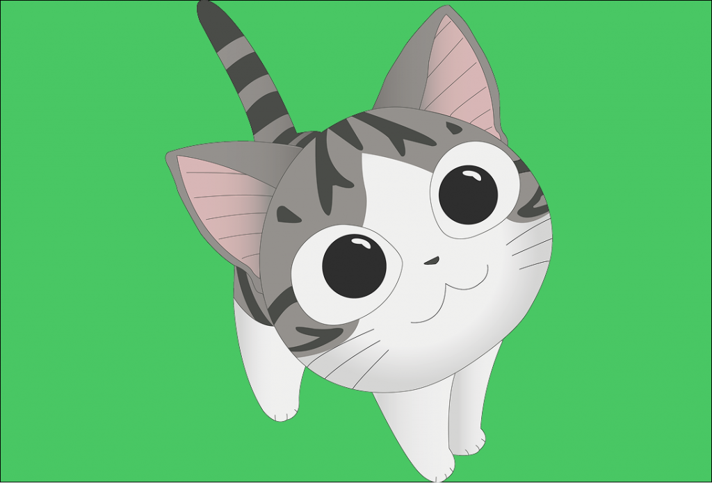 Illustration 2D d'un chat sur un fond vert