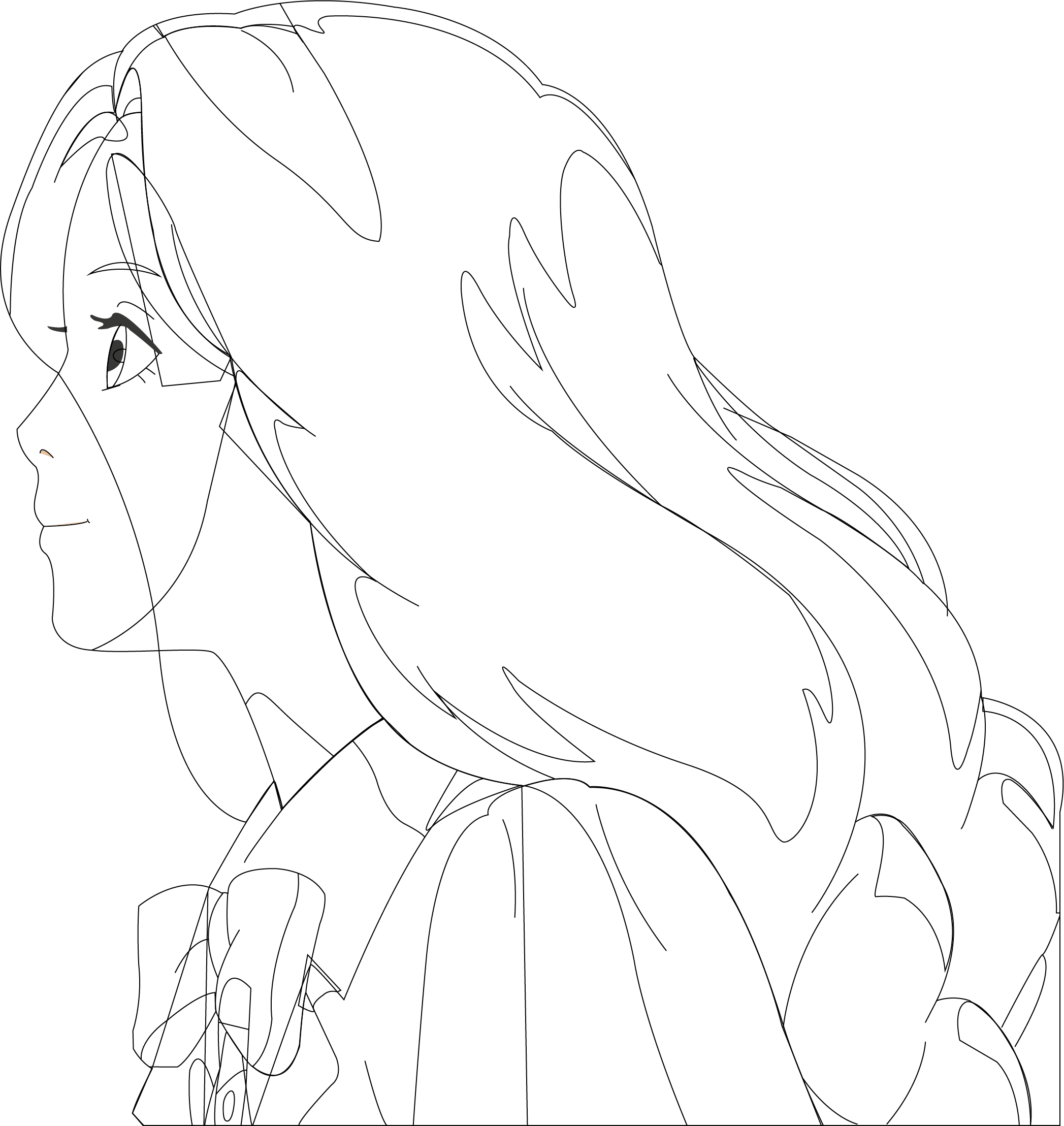 Illustration 2D version sans couleur d'une jeune fille blonde